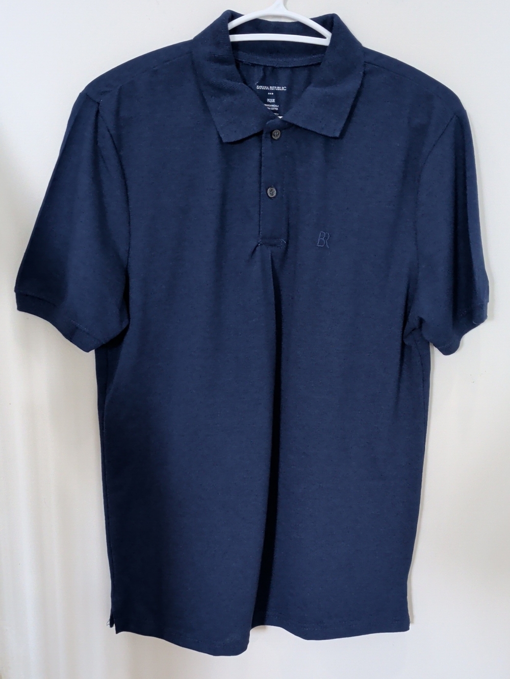 BANANA REPUBLIC | Men's Med Blue Heather Piqué Short Sleeved Polo Shirt